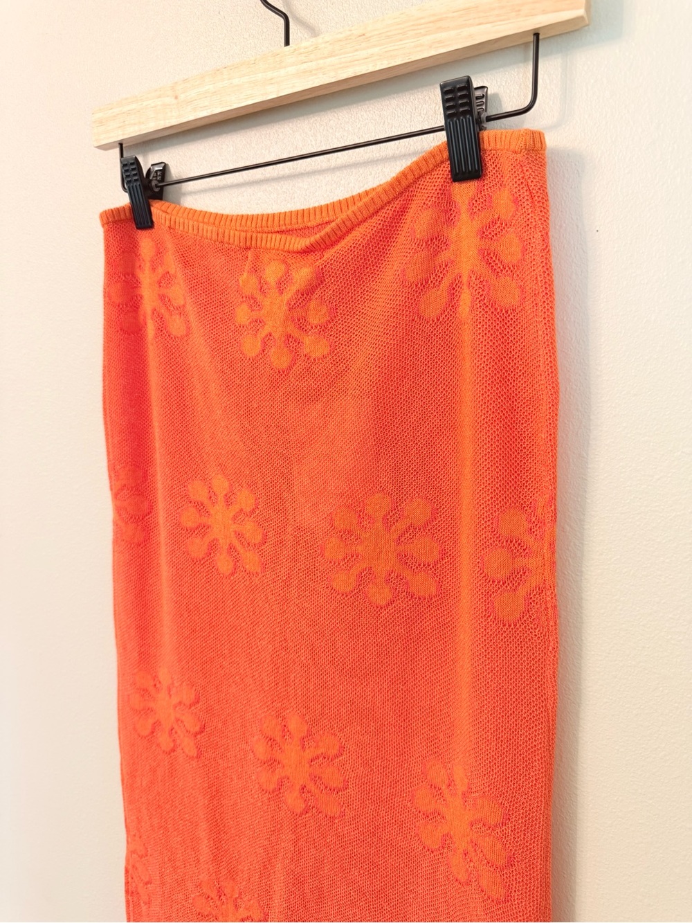 Asta Resort Bruna Crochet Maxi Skirt Sunset Orange Floral Knit Size M NWT - Picture 7 of 8